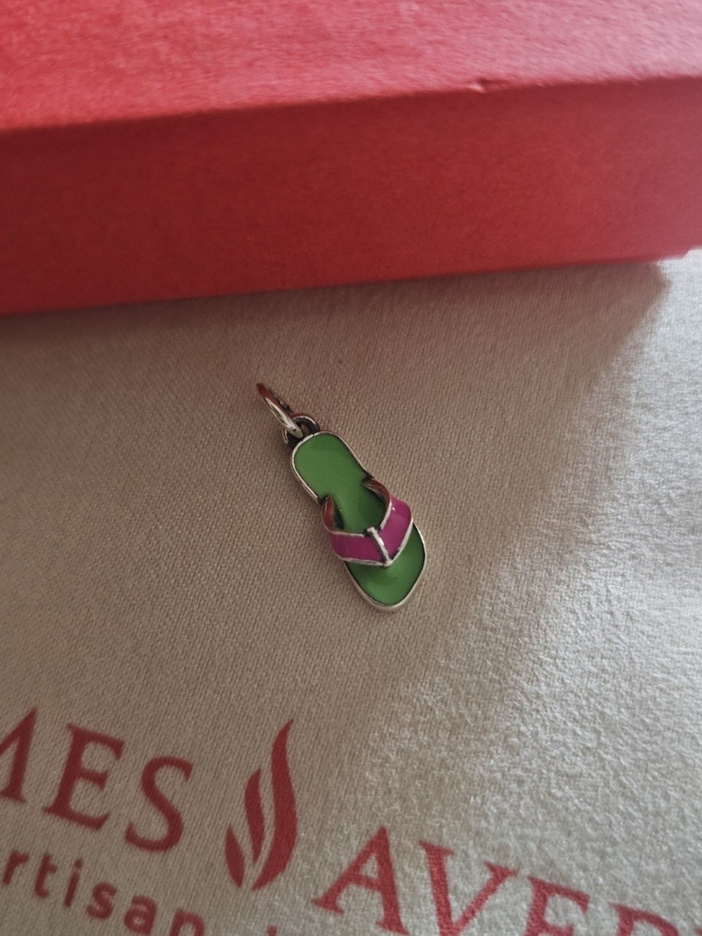 Flip Flop Enamel Charm Pendant - Green and Pink